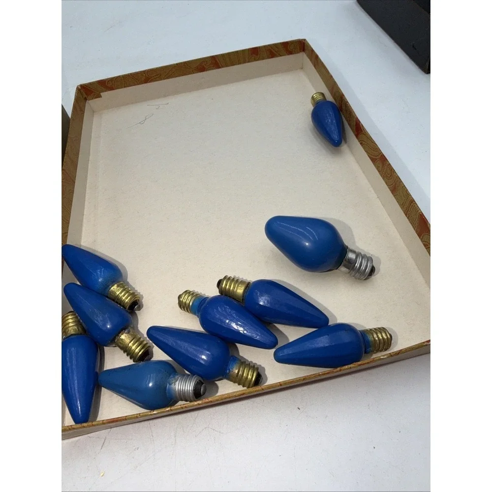 Lot Of 57 Vintage Blue Christmas Light Bulbs Few Asst. C7 And C6 Ribbed